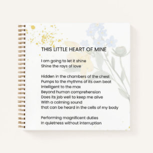 Cuaderno Este Corazón Mío - Poema De Agradecimiento