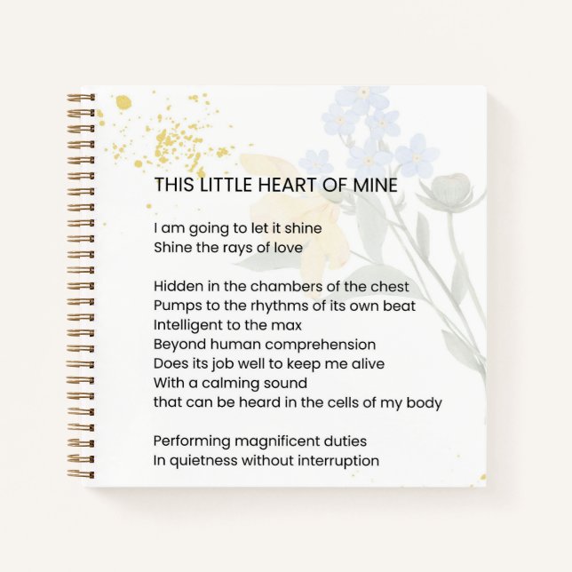 Cuaderno Este Corazón Mío - Poema De Agradecimiento (Anverso)