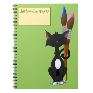 Cuaderno Este Libro Pertenece A, Gatos y Pinceles, Verde