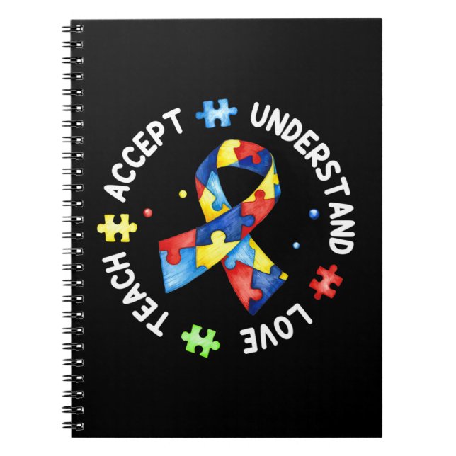Cuaderno Este tono con el lema del rompecabezas del autismo (Frente)