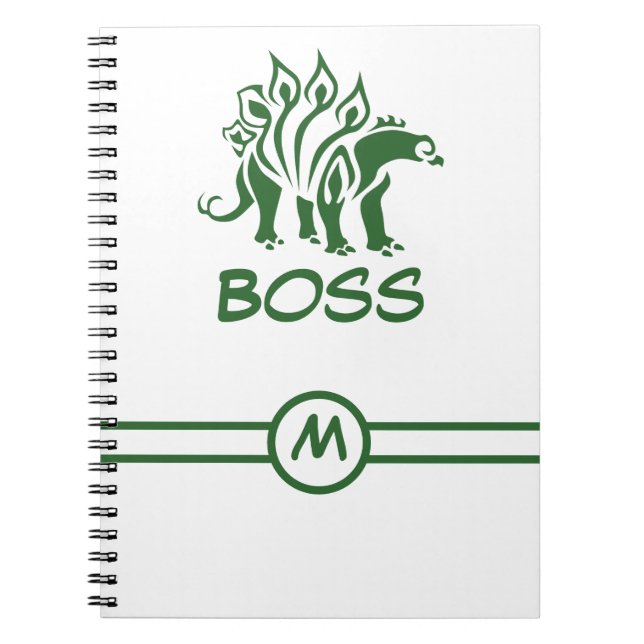 Cuaderno Estegosaurio verde forestal de dinosaurio (Frente)