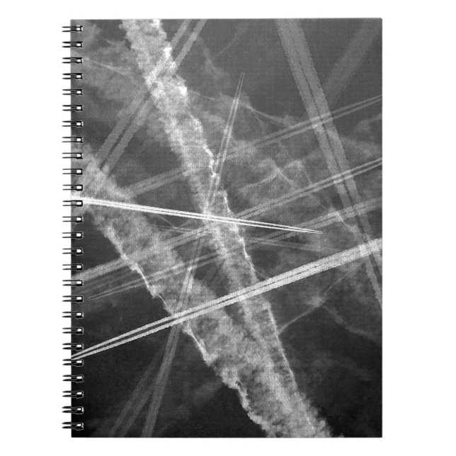 Cuaderno Estelas de aviones en blanco y negro (Frente)