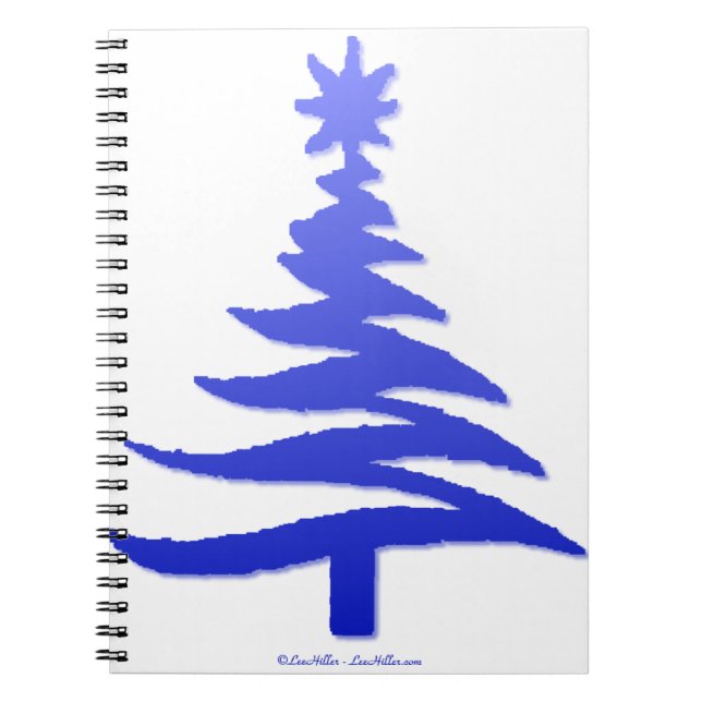 Cuaderno Esténcil de árbol de navidad azul de cobalto (Frente)