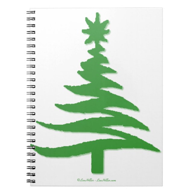 Cuaderno Esténcil de árbol de navidad verde (Frente)