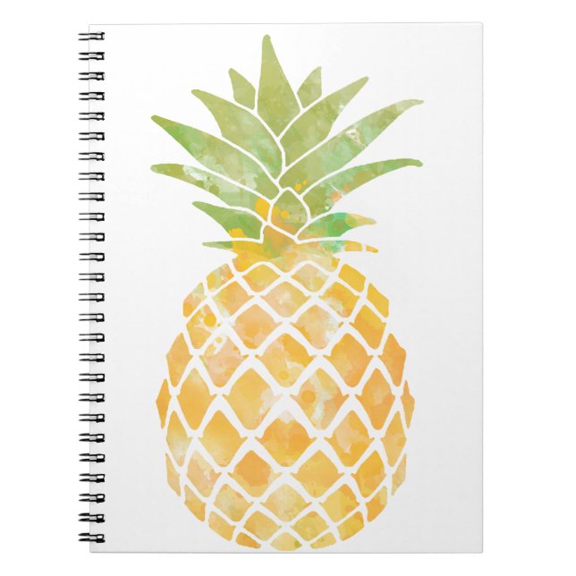 Cuaderno Esténcil de piña de color amarillo y verde (Frente)