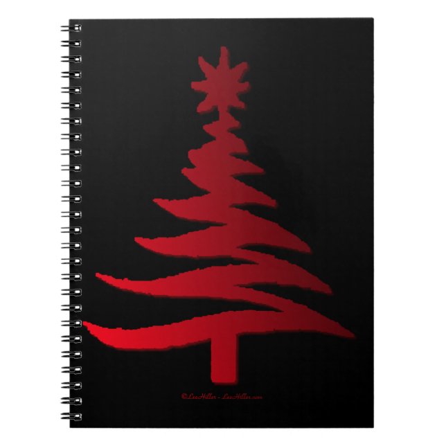 Cuaderno Esténcil moderno de árbol de Navidad Imprimir rojo (Frente)