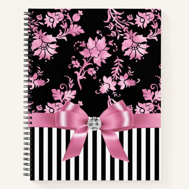 Cuaderno Esténcil rosa de color rosa de vidrio - Pinstripes (Anverso)