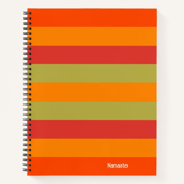 Cuaderno Estera personalizada de yoga de rayas verdes rojas (Anverso)