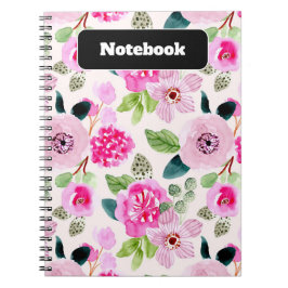Cuaderno Estética de acuarela floral rosa negrita