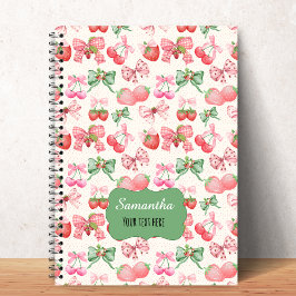 Cuaderno Estética de coqueta linda patrón de fresa femenino