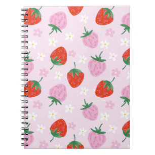 Cuaderno Estética de fresa dibujada a mano con patrón conti