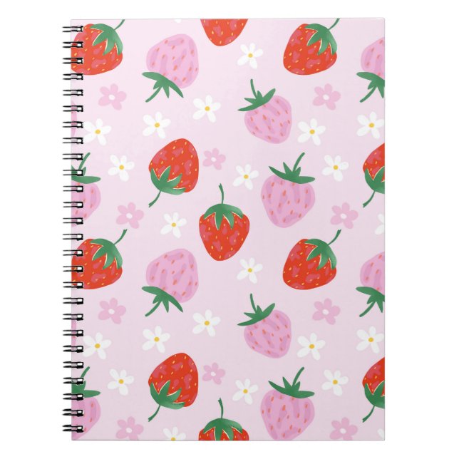 Cuaderno Estética de fresa dibujada a mano con patrón conti (Frente)