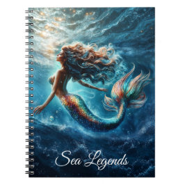 Cuaderno Estética de sirena acuática en azul profundo
