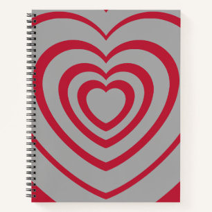 Cuaderno Estética del corazón rojo y gris estratificado