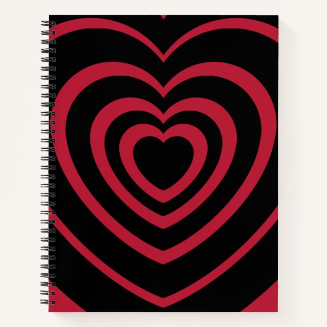 Cuaderno Estética del corazón rojo y negro estratificado (Anverso)