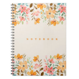 Cuaderno Estética floral rosa y Naranja
