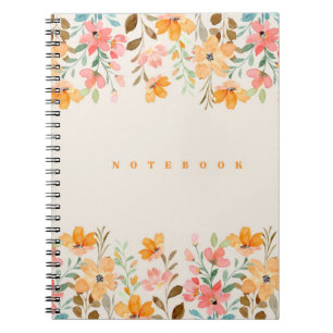 Cuaderno Estética floral rosa y Naranja