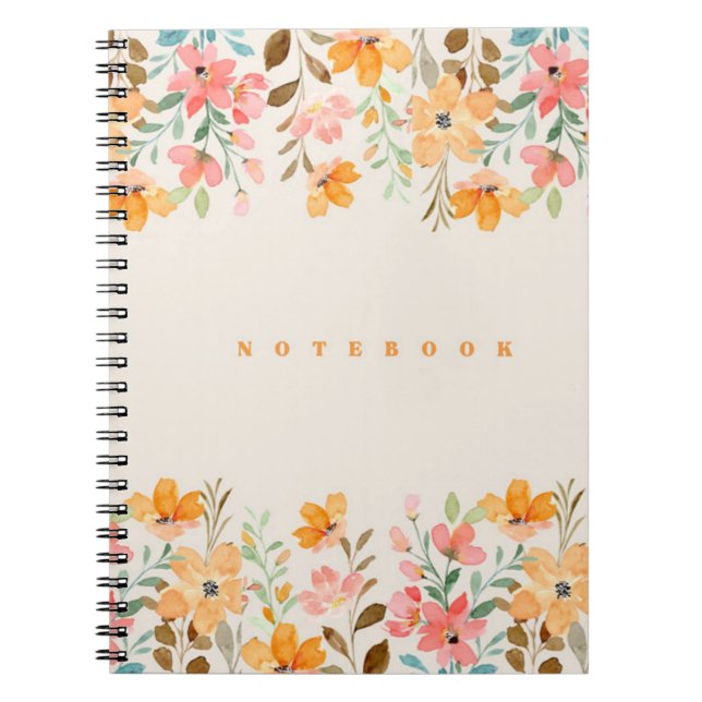 Cuaderno Estética floral rosa y Naranja (Frente)