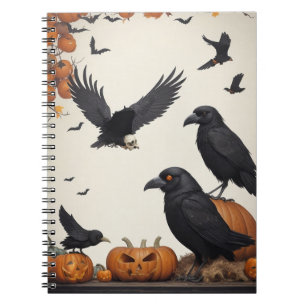 Cuaderno Estética gótica para el cuervo y cráneo de Hallowe