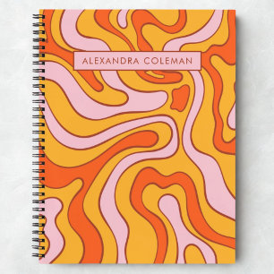 Cuaderno Estética retro rosa y Naranja 70 Swirl