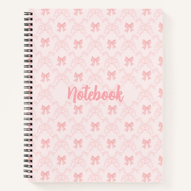 Cuaderno Estético con Lazo Rosa – Diario Femenino  (Anverso)