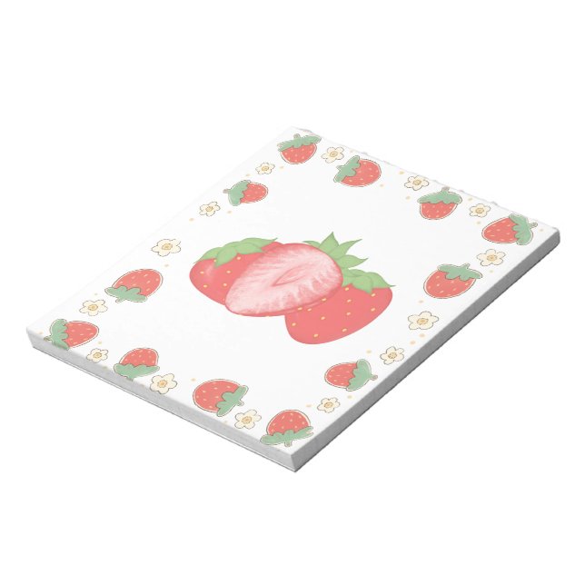 Cuaderno Estético con Patrón de Fresa Adorable (Lado Izquierdo)
