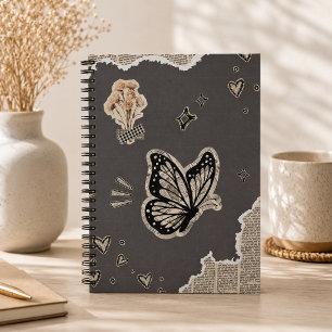 Cuaderno Estético de Collage de Mariposa Vintage