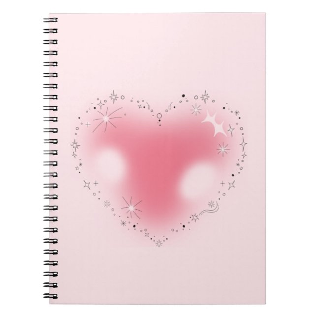Cuaderno estético de corazón rosado y Bonito Y2K (Frente)