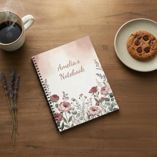 Cuaderno Estético de Flor Silvestre Rosa Sonrojado (Blush Pink Wildflower Aesthetic Notebook)