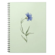 Cuaderno Estético Flor Azul Verde
