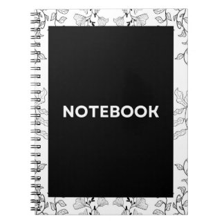 Cuaderno Estético Floral en Negro y Blanco Bonito