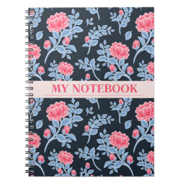 Cuaderno Estético Floral Rosa Bonito y Azul Cielo