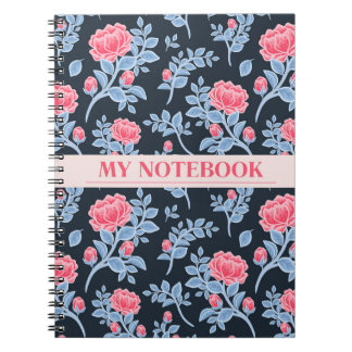 Cuaderno Estético Floral Rosa Bonito y Azul Cielo