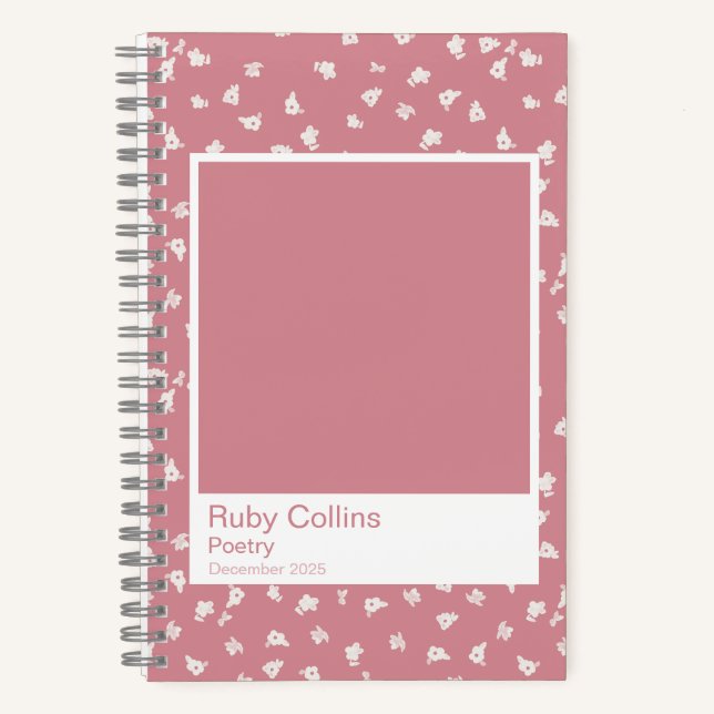 Cuaderno Estético Floral Rosa Polvoriento (Anverso)