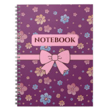 Cuaderno Estético Floral Rosa y Púrpura Bonito