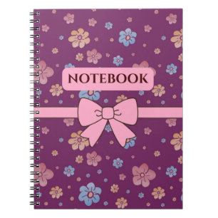 Cuaderno Estético Floral Rosa y Púrpura Bonito