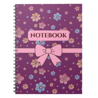 Cuaderno Estético Floral Rosa y Púrpura Bonito