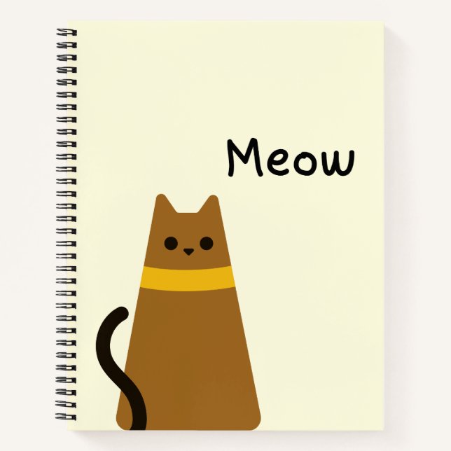 Cuaderno Estético Gato Marrón Adorable Maullar (Anverso)