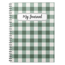 Cuaderno Estético Personalizado de Cuadros Verdes