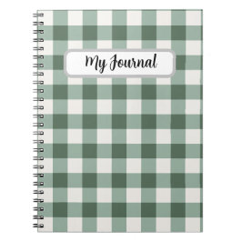 Cuaderno Estético Personalizado de Cuadros Verdes