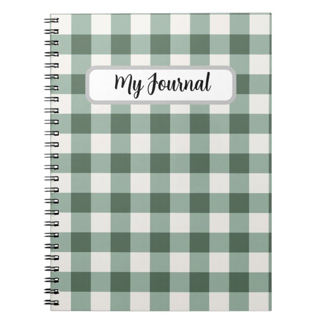 Cuaderno Estético Personalizado de Cuadros Verdes  (Frente)