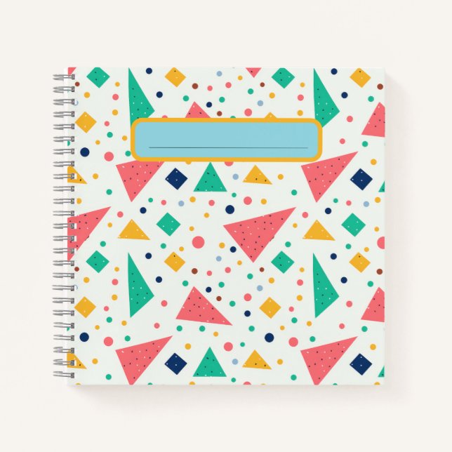 Cuaderno estético retro de los 80 Memphis funky geométrico  (Anverso)