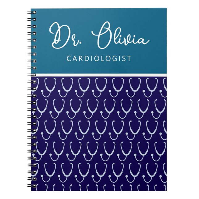 Cuaderno Estetioscopio azul Médico personalizado (Frente)