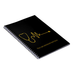Cuaderno Estetoscopio de onda ECG de oro de lujo línea EKG 