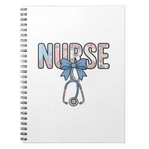 Cuaderno Estetoscopio Floral Antiguo Enfermera Bow