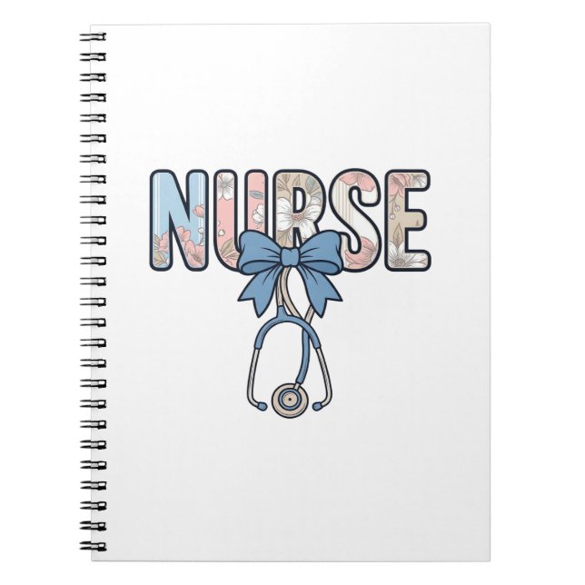 Cuaderno Estetoscopio Floral Antiguo Enfermera Bow (Frente)