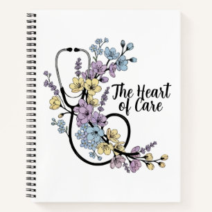 Cuaderno Estetoscopio Floral Corazón de Cuidados Regalo Enf