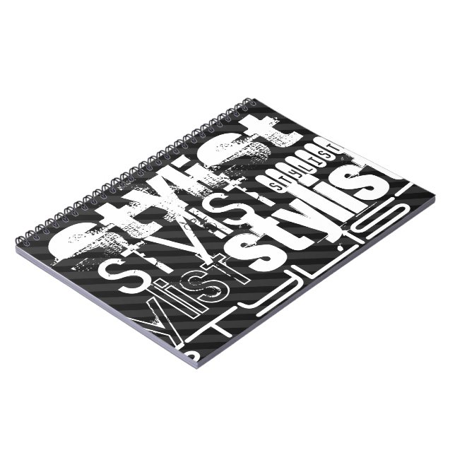 Cuaderno Estilista; franjas grises negras y oscuras (Lado Izquierdo)