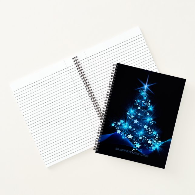Cuaderno estilizado árbol de Navidad SlipperyJoe azul brill (Interior)