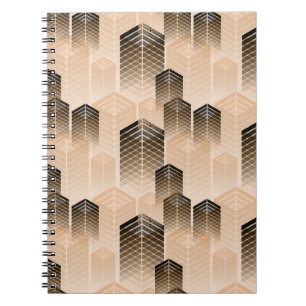 Cuaderno estilizado paisaje urbano sin fisuras en sepia